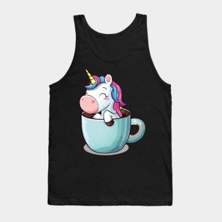 Unicorn in Coffee Cup Stay Woke Kawaii Tank Top